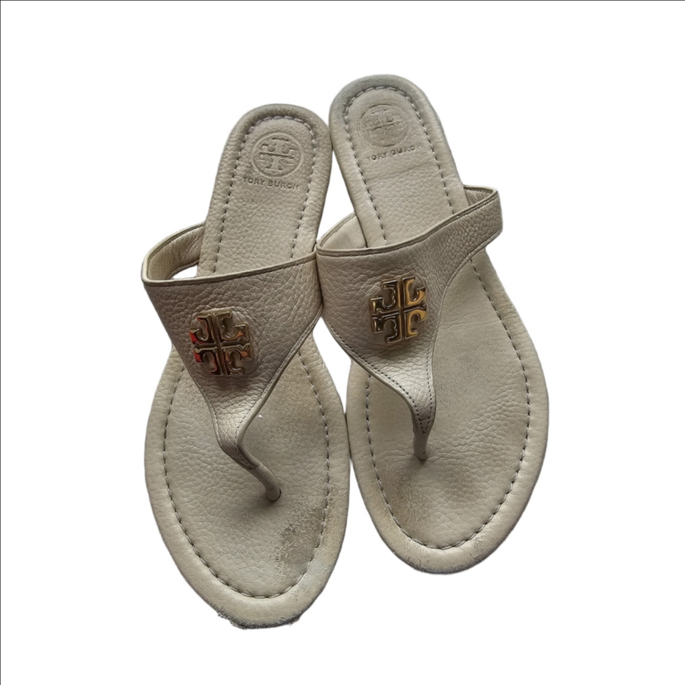 TORY BURCH  Flat LOGO leather Thong Sandals